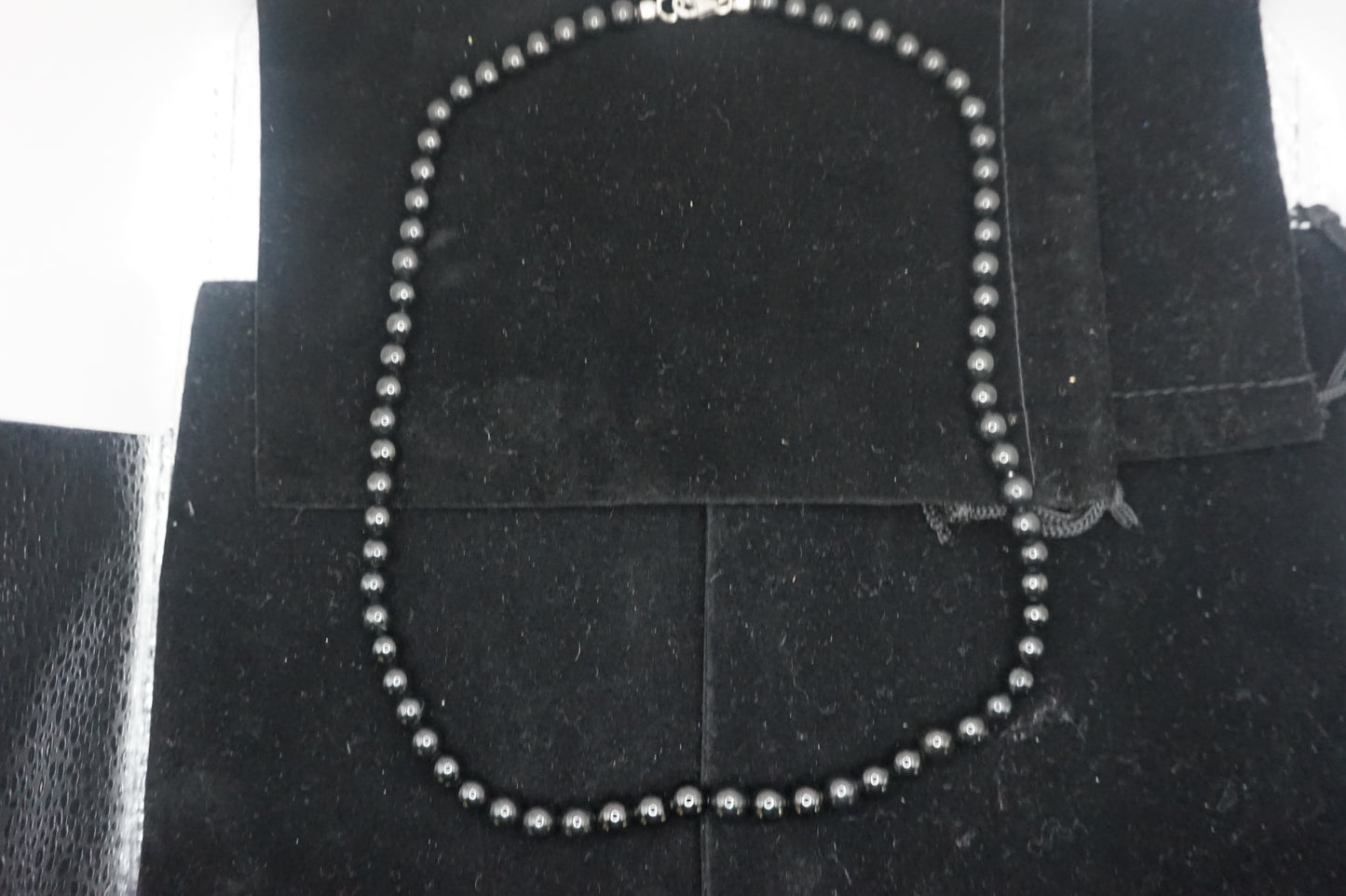 Obsidian Bead Necklace 24"