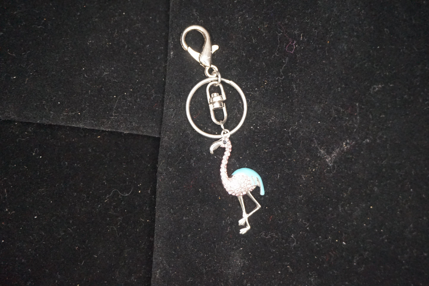 Pink and Blue Flamingo Key Chain