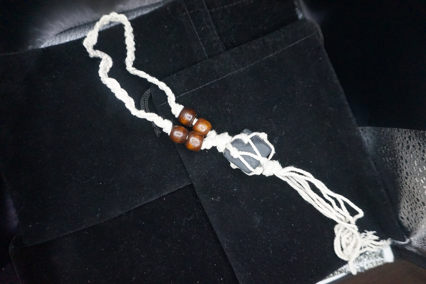 Rearview Mirror Decoration Shungite and Macramé