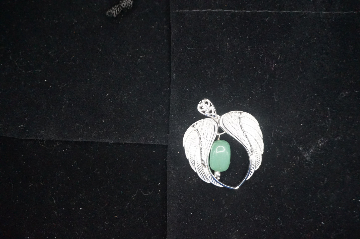 Artisan Crafted Silver Wings with Green Aventurine Pendant