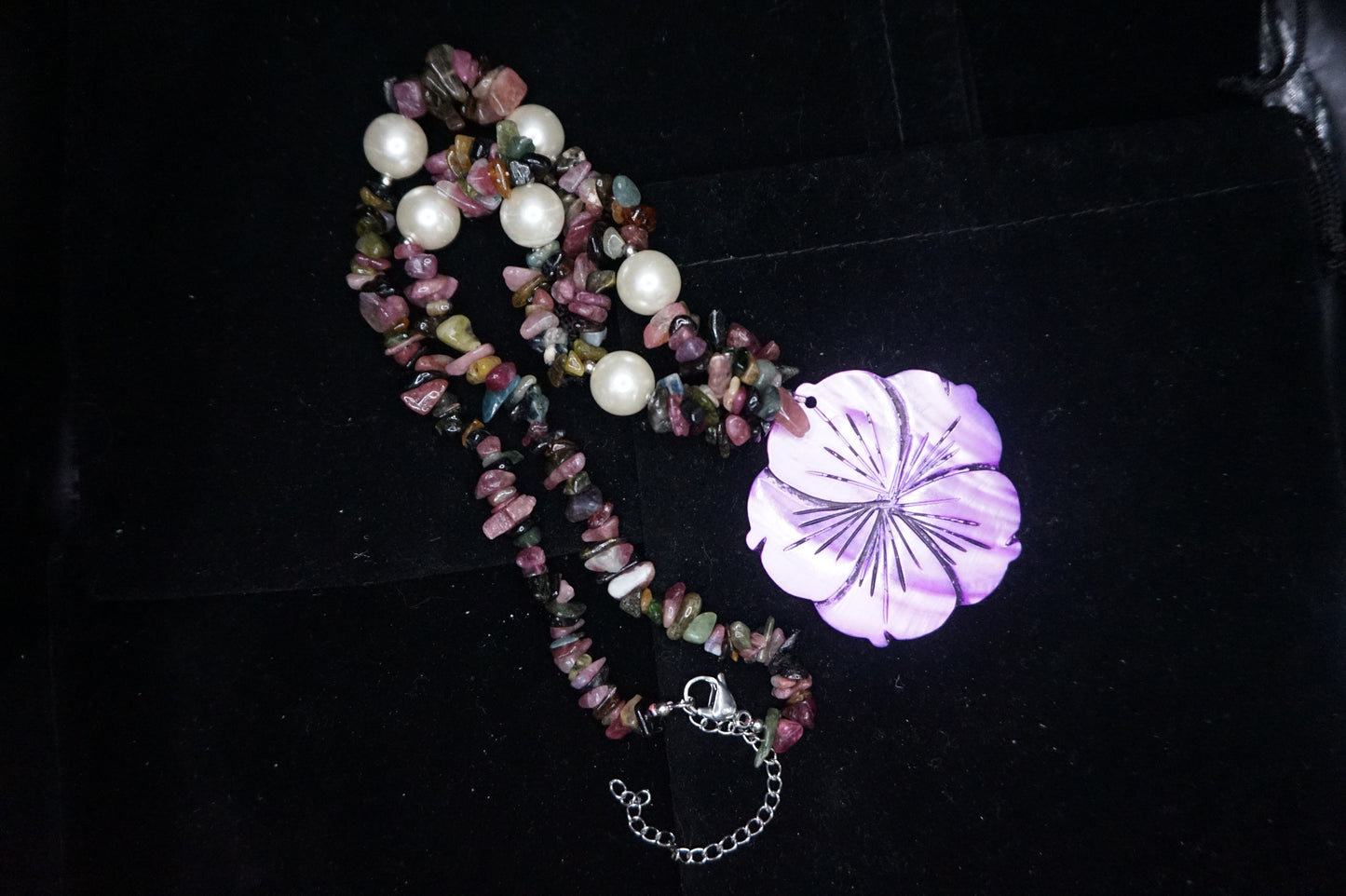 Multi Colored Tourmaline with Flower Pendant