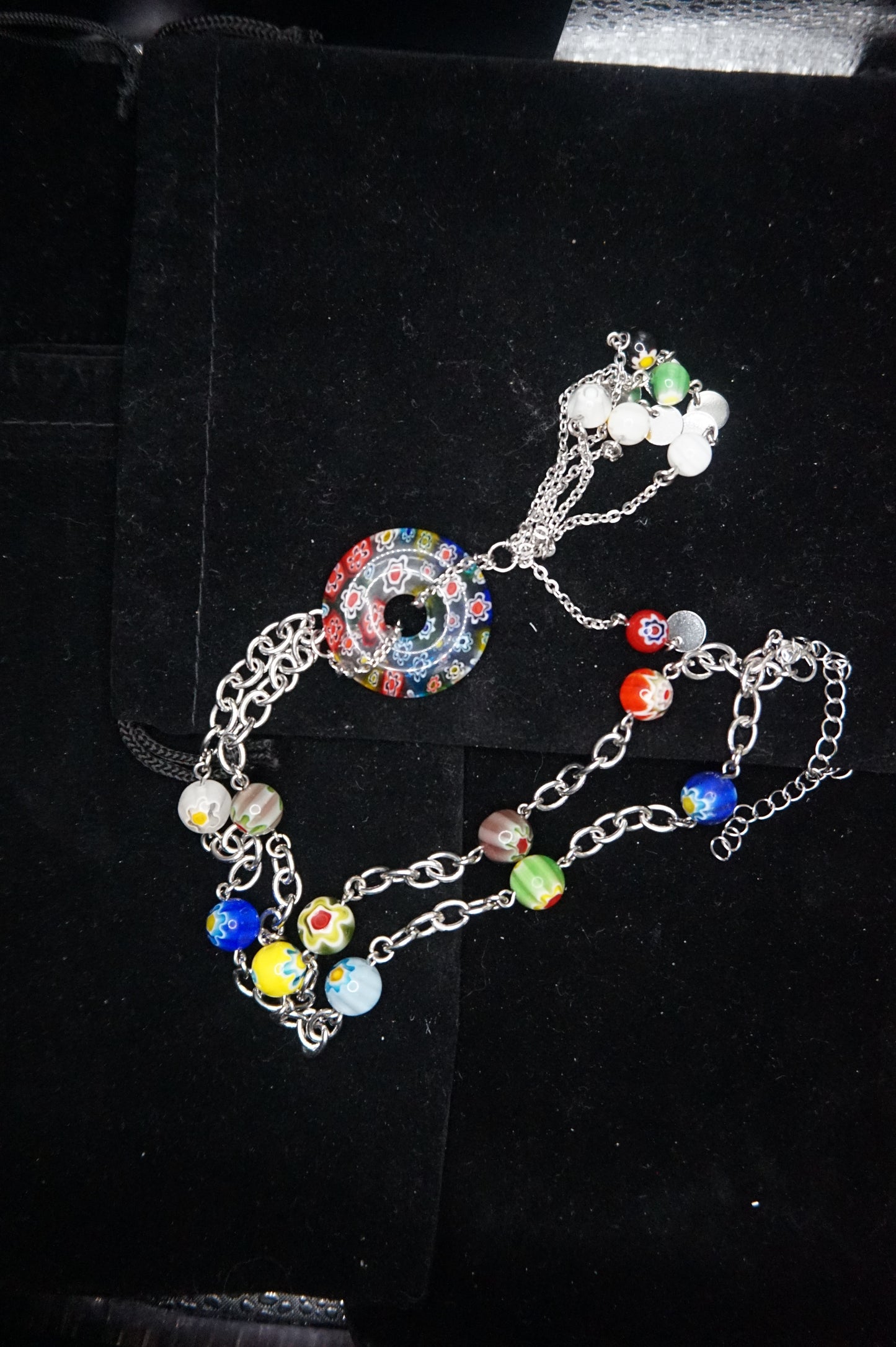 Multi Colored Glass Bead Necklace 20in