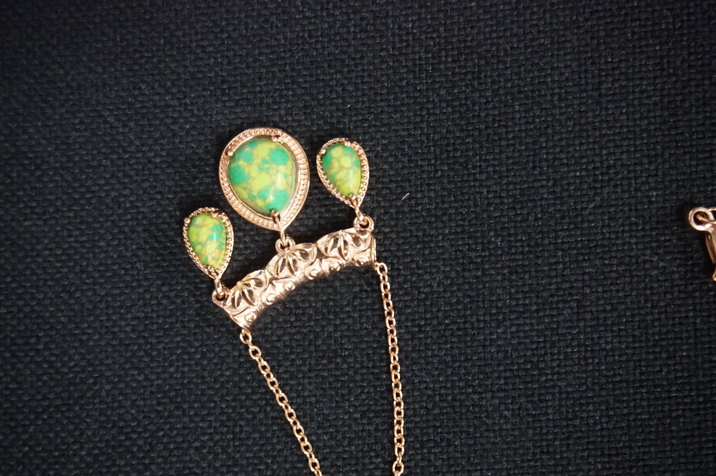 Green Turquoise on Gold Plated Copper Chain