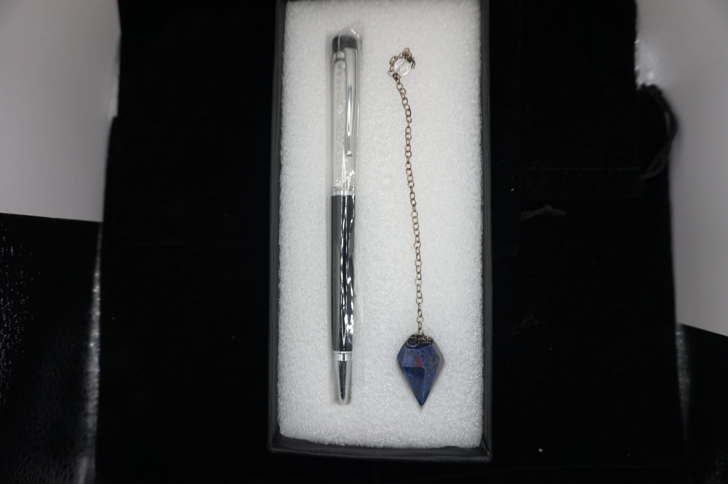 Crystal filled pen with Stone Pendulum