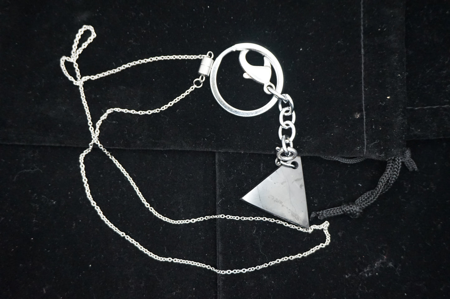 Shungite Triangle Key Chain/ Pendant With Necklace Chain