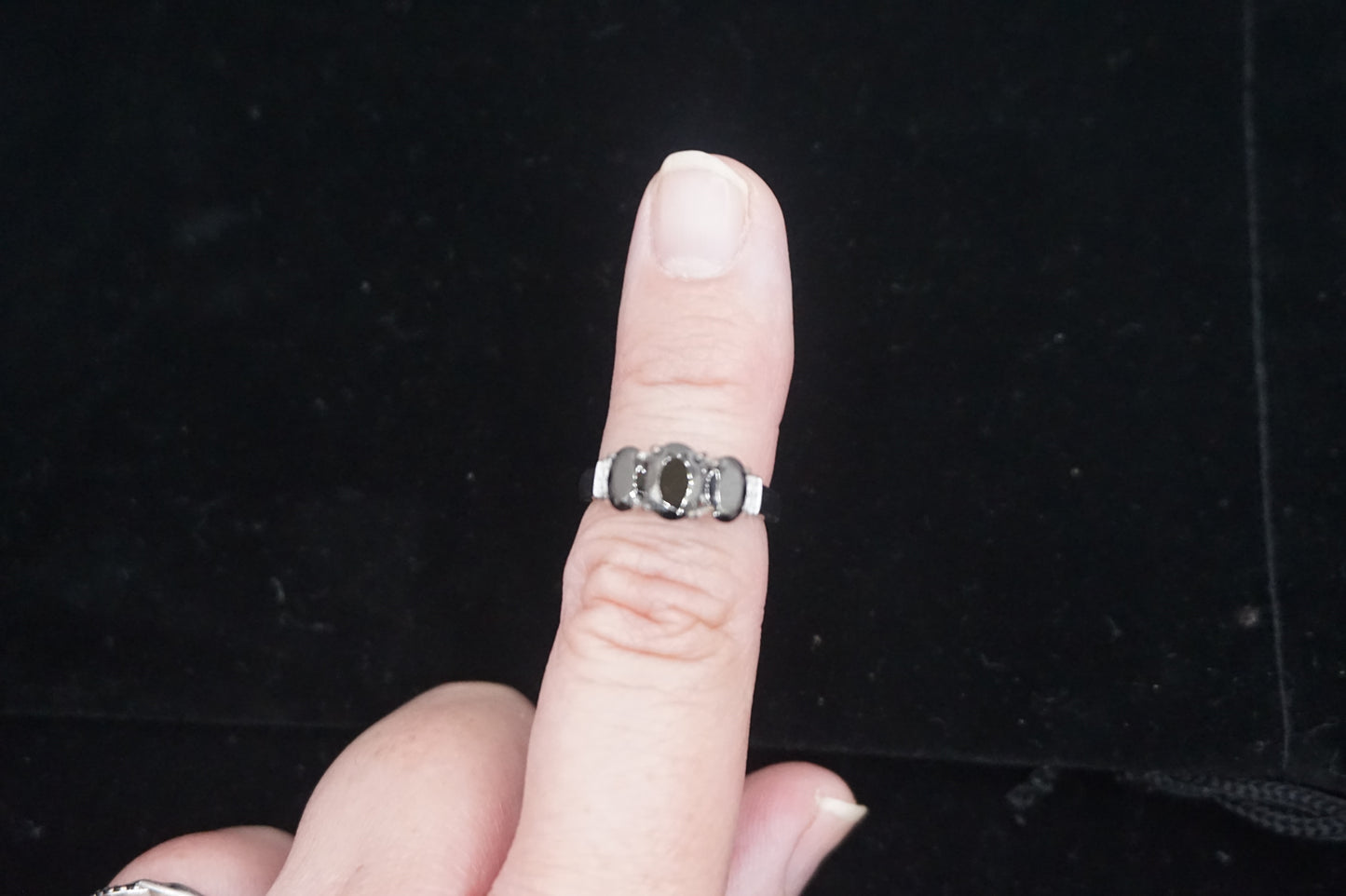 Size 5 Shungite Ring in Platinum over Silver setting