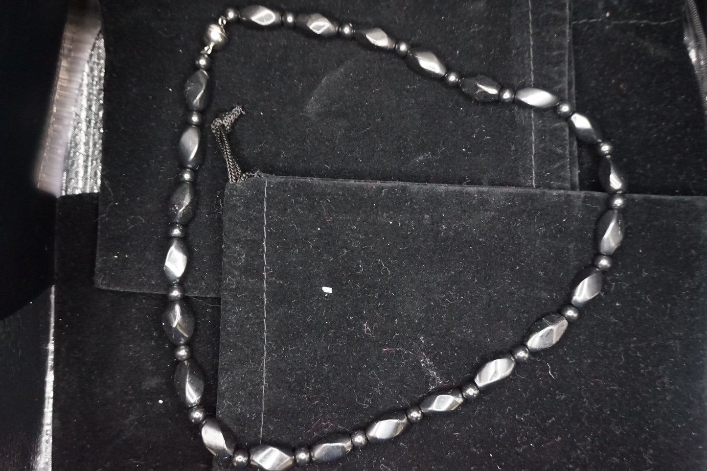 Twisted bead shungite 20 in necklace