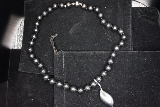 18in Shungite beaded necklace with pendant