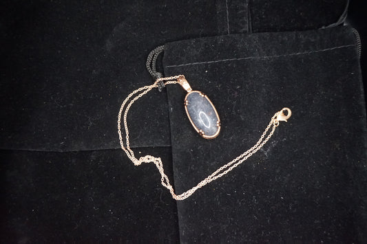 Blue Aventurine in Bronze setting  with 18k gold plated chain