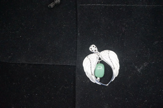 Artisan Crafted Silver Wings with Green Aventurine  Pendant