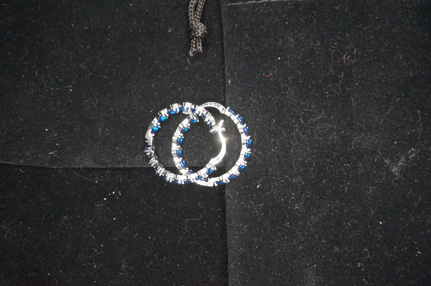 Simulated Blue Spinel Inside Out Hoop Earrings