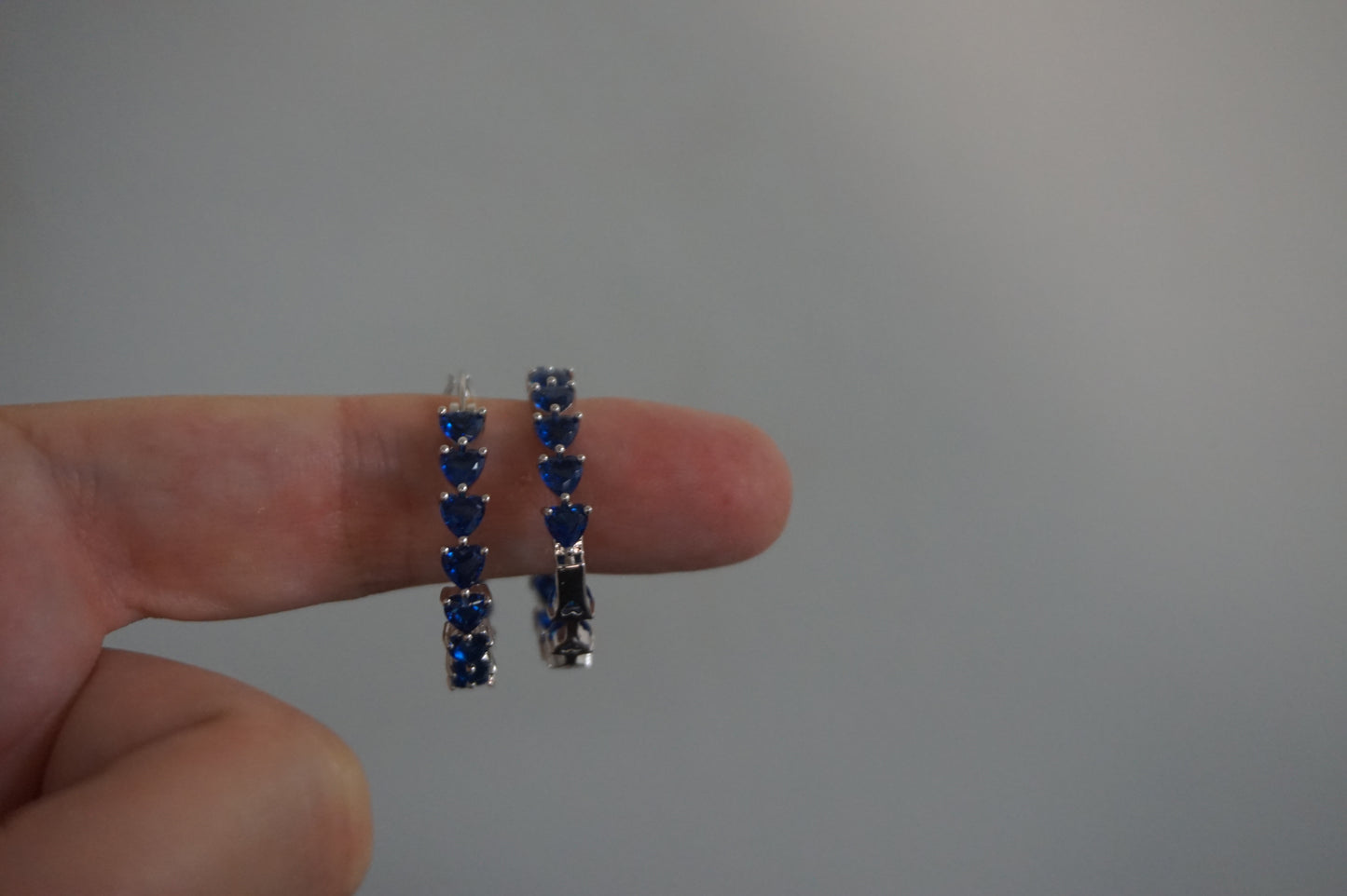 Simulated Blue Spinel Inside Out Hoop Earrings