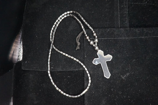 20in Hematite Cross Necklace