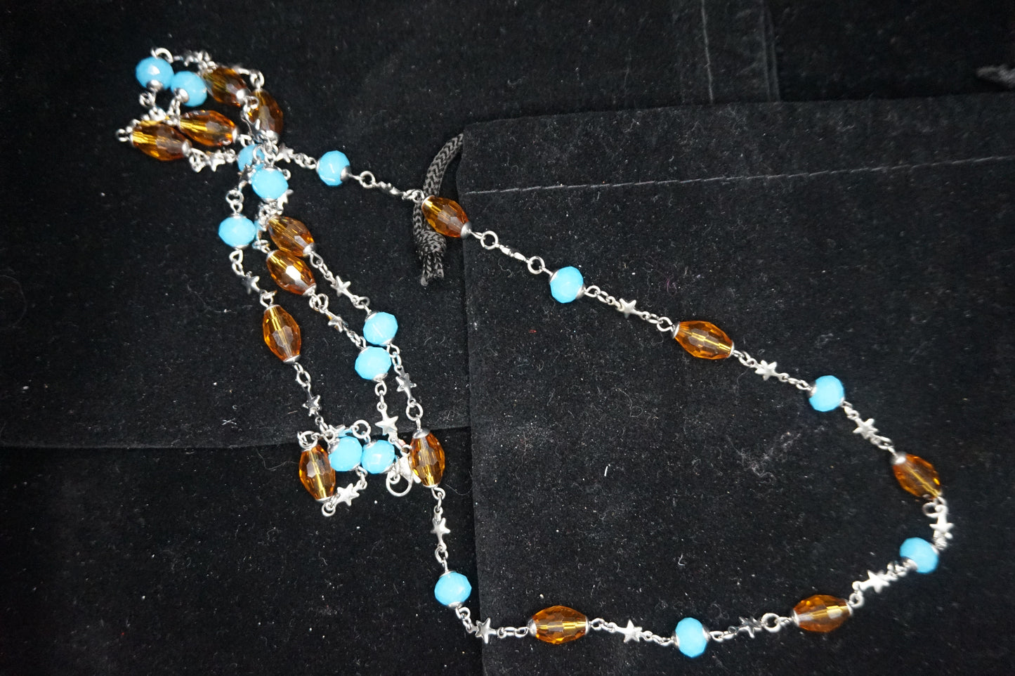 Blue Jade and Citrine Necklace 22 in