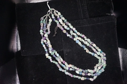 Three Strand Rainbow Fluorite 18in Necklace