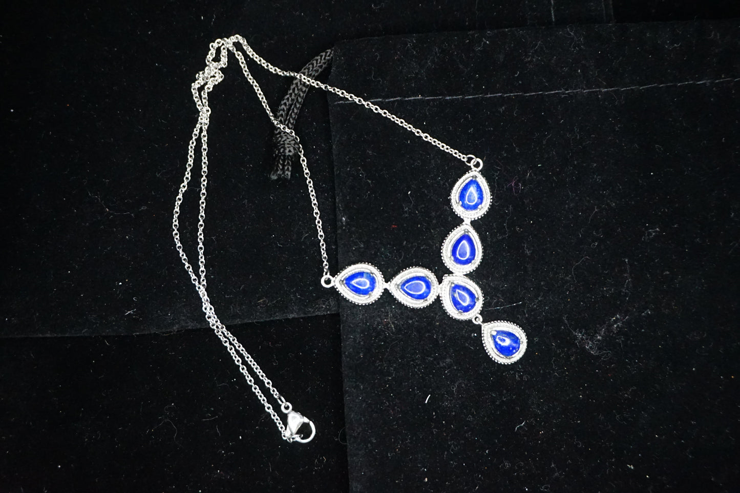 Artisan Crafted Lapis Lazuil 18in Stainless Steal Necklace