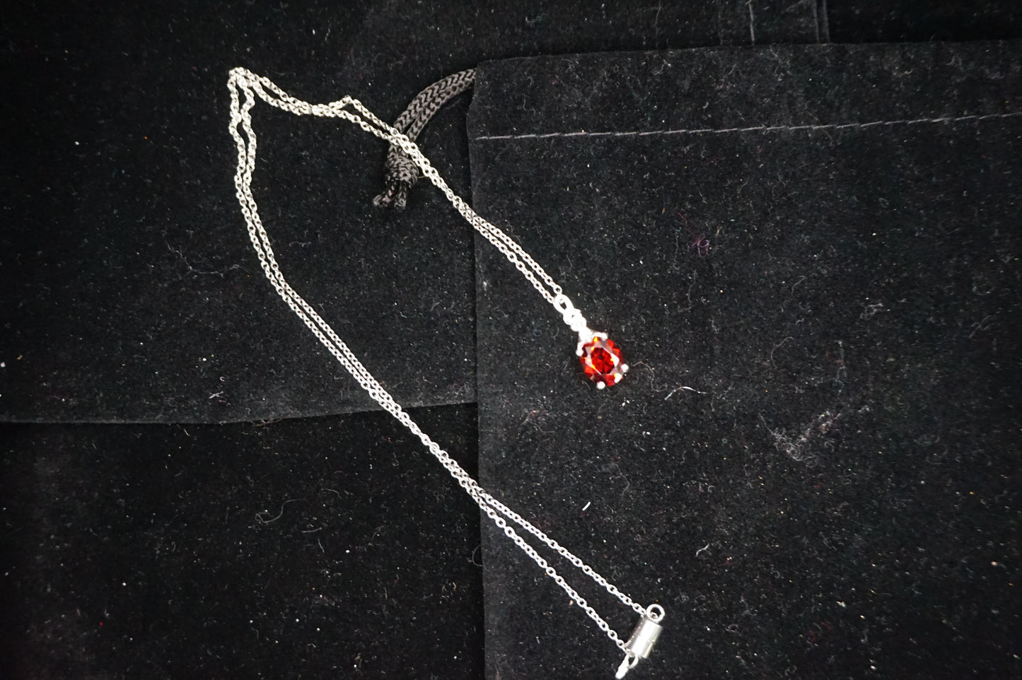 Simulated Ruby with 20in Sterling Silver Chain