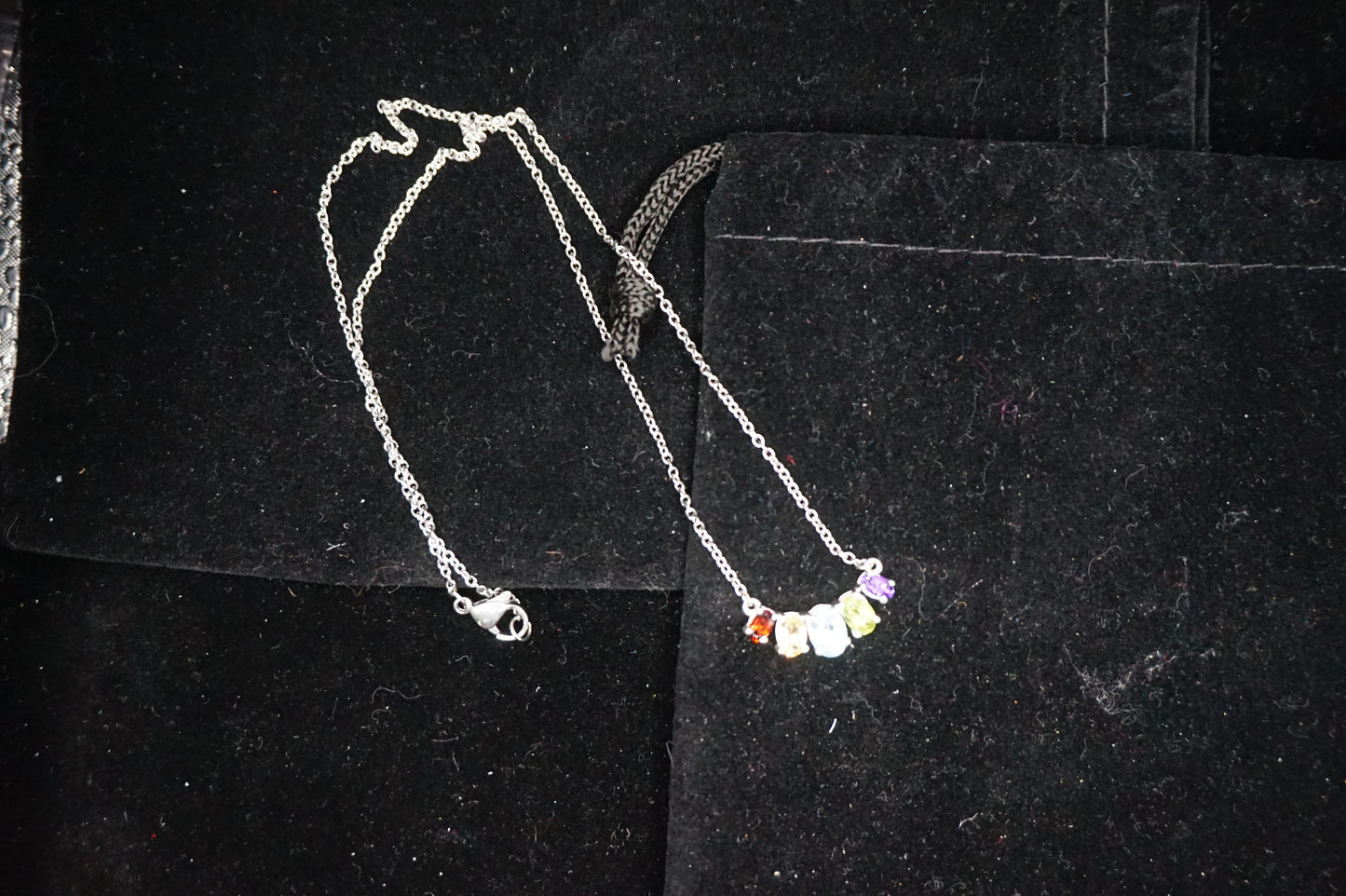 Multi Topaz Pendant with 20in Silver Chain