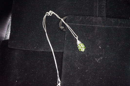 Russian Diopside Zicrom Pendant with Silver Chain