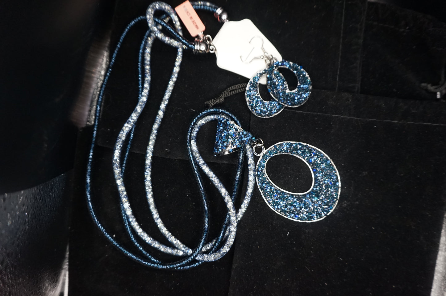 Blue Chroma Austrain Crystal Necklace and earring set