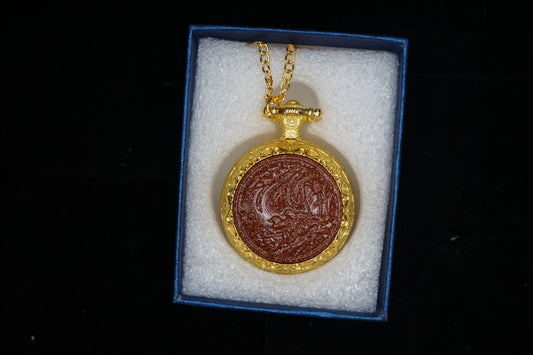 Carved Goldstone Pocket Watch